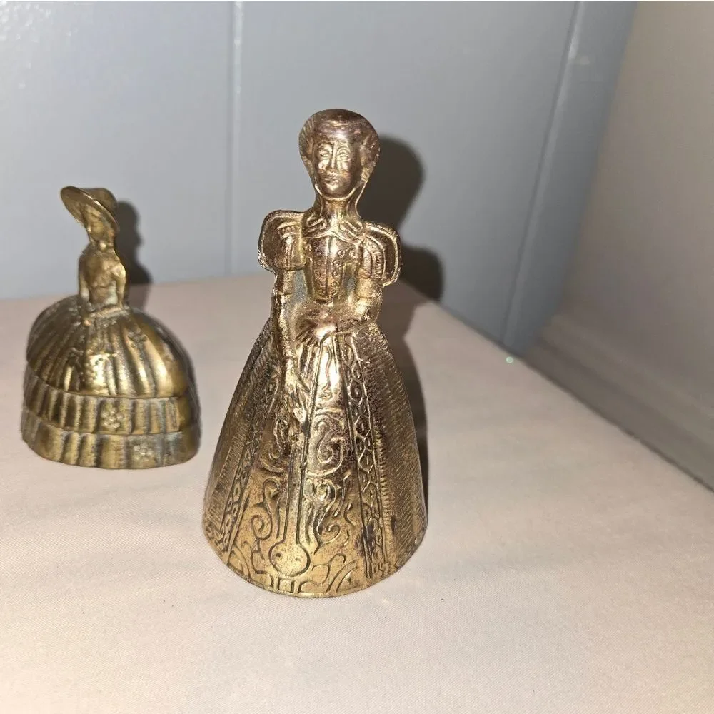 Vintage Brass Lady Bell Lot Made In England